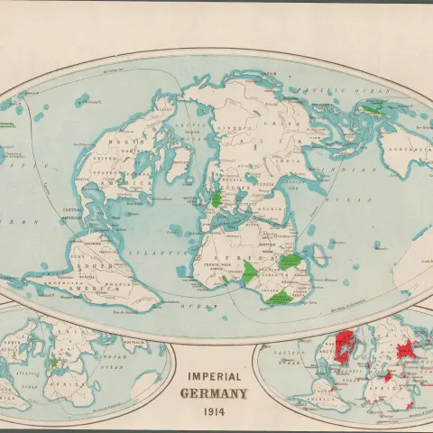 WW1 Imperial Germany 1914 Coloured Antique Detailed Map 1922.
