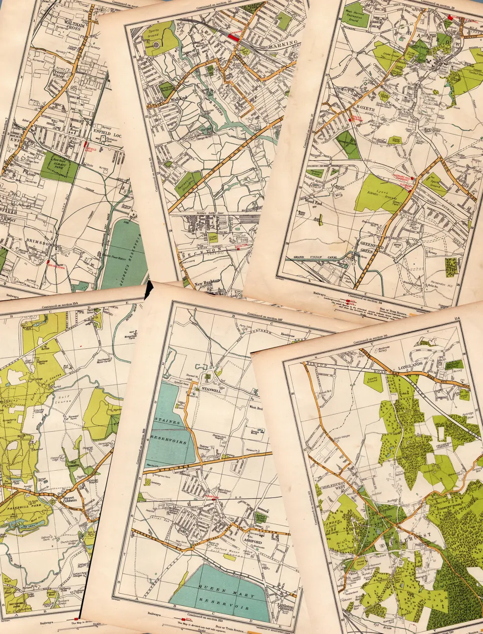 Job lot 15 Authentic Maps Directory of London and Suburbs 87-Year-Old-Prints-2.