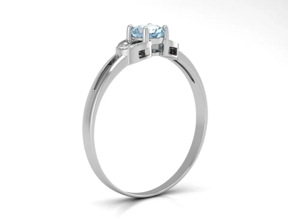 9ct White Gold Fancy Cluster Diamond And Blue Topaz Ring (BT0.35) 0.01 Carats