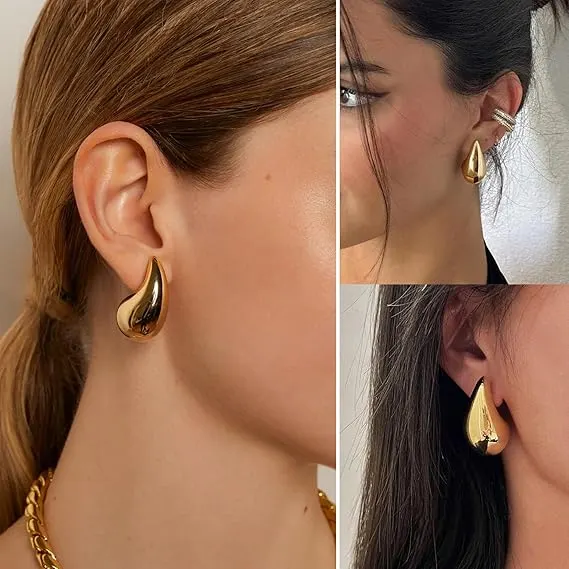 30 x Dupes Chunky Gold Hoop Earrings for Women L14a