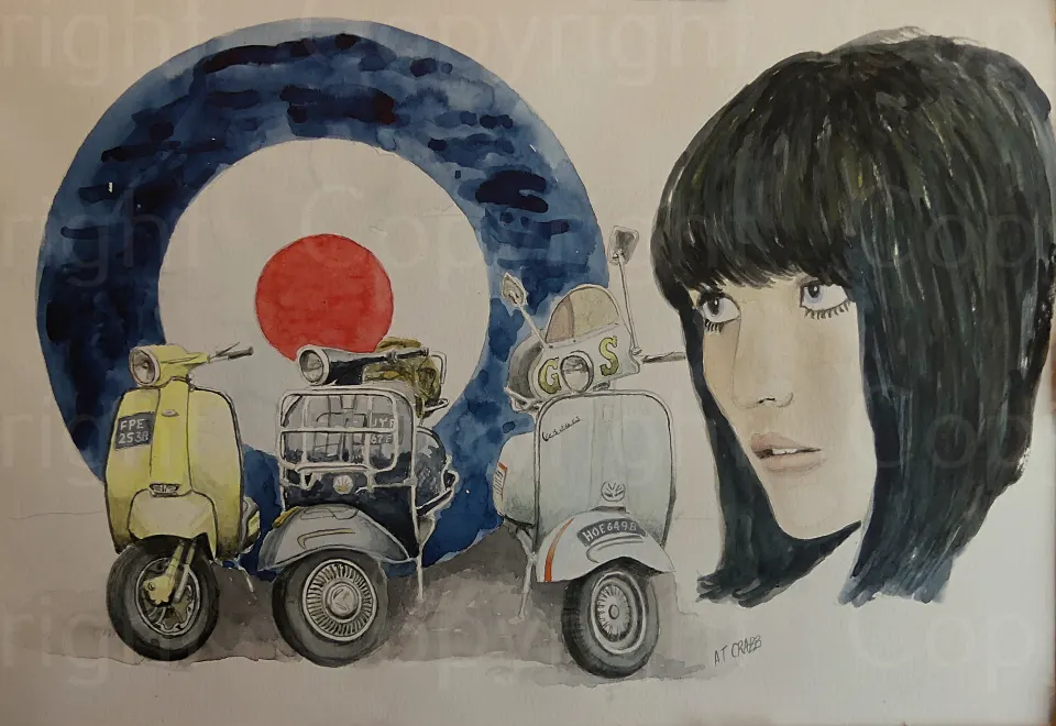 Mods & Scooters "Mod Dreamer"   Large Metal Wall Art.