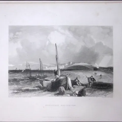 Devon Budleigh Salterton WH Bartlett 183 Years-Old Antique Steel Engraving-26