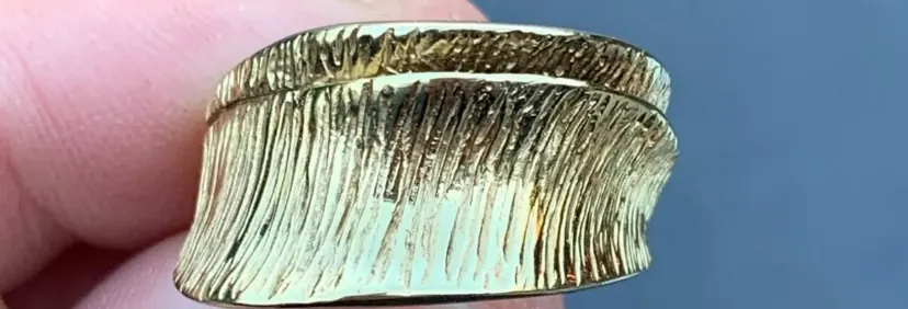 9k Gold On Sterling Silver Ring. Italian Designer