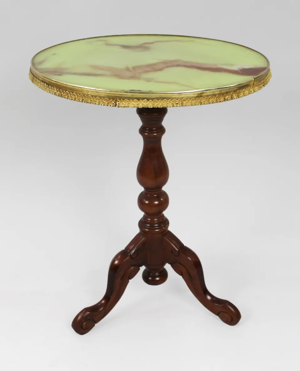 Vintage Tripod Table with Simulated Onyx Top