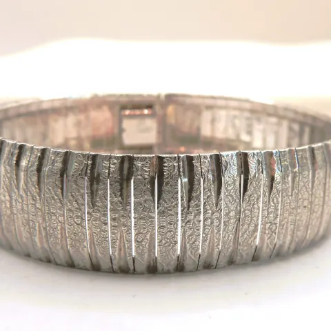 Vintage Italian Sterling Silver Omega Link Textured Bracelet/Bangle 30 grams
