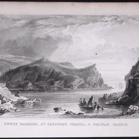 Cornwall Fowley Harbour St Saviours Chapel Antique 193 Years-Old Steel-Engraving-44