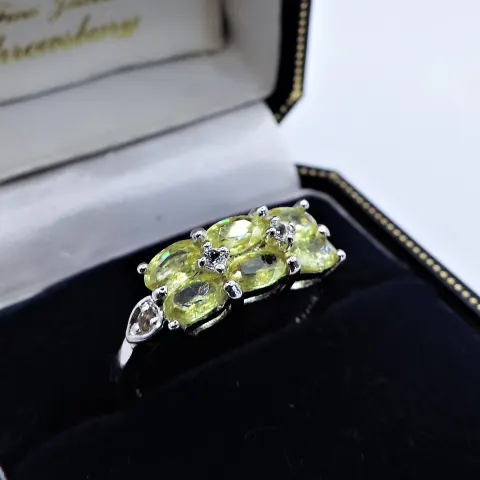 Green Peridot Ring Sterling Silver New with Gift Pouch