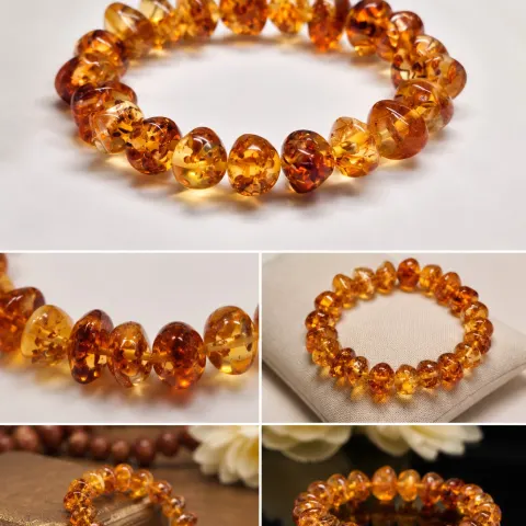 Amber-Style Beaded Stretch Bracelet