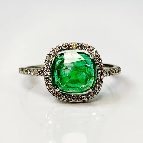 Beautiful 1.69 CT Natural Emerald Ring With Natural Diamonds & Platinum 950