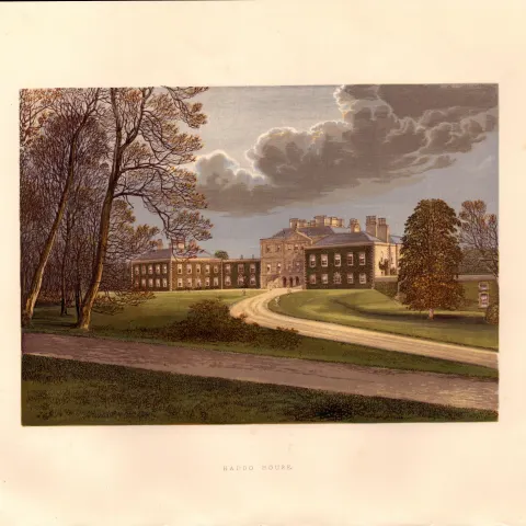 Haddo House Aberdeenshire Scotland  Gilt-Edge Coloured Antique Book Plate.