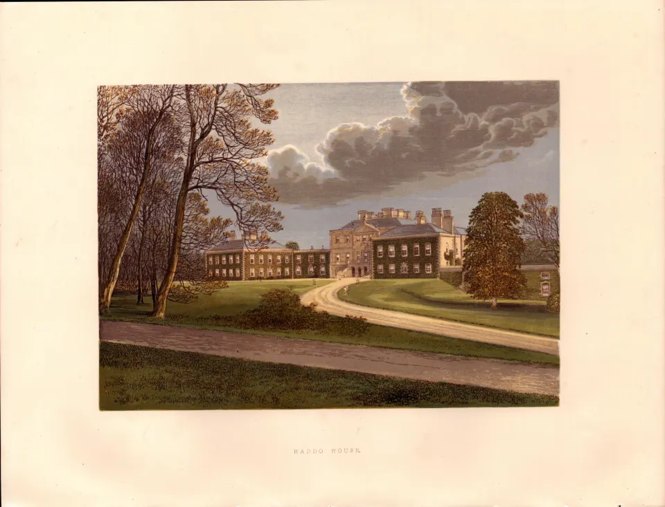 Haddo House Aberdeenshire Scotland  Gilt-Edge Coloured Antique Book Plate.