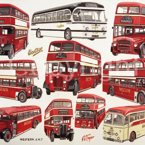 Western S.M.T Multi Bus Montage Large Metal Wall Art.