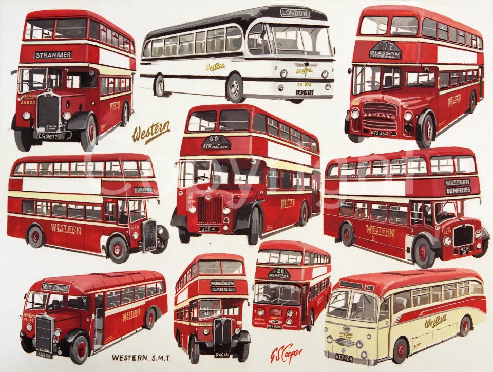Western S.M.T Multi Bus Montage Large Metal Wall Art.
