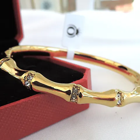  Orrevé 18k Gold Plated Bamboo Crystal Bracelet/Bangle 'New'