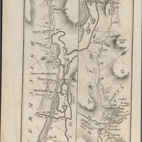 Taylor & Skinner 1777 Ireland Map  Ballyconnel Leitrim Cavan Co Fermanagh Areas.