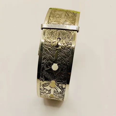 Vintage Charles Horner Sterling Silver Ornate Buckle Bangle Chester 1947