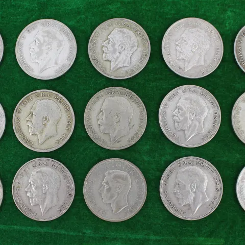 Collection of Half Crown Coins 1920-46 50% Ag #2