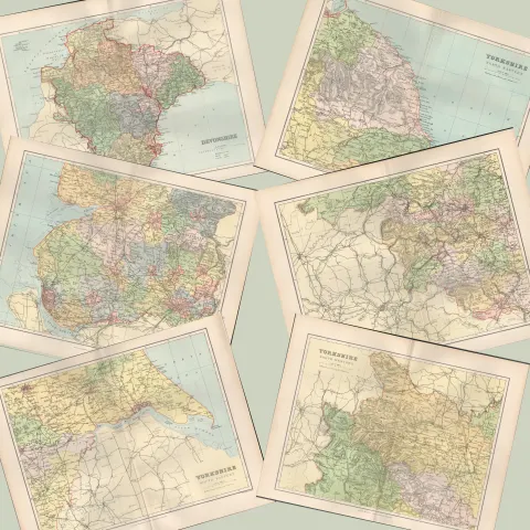 Collection of 18 Victorian 129 Years Old 1894 Antique Maps by J.H.F. Brabner