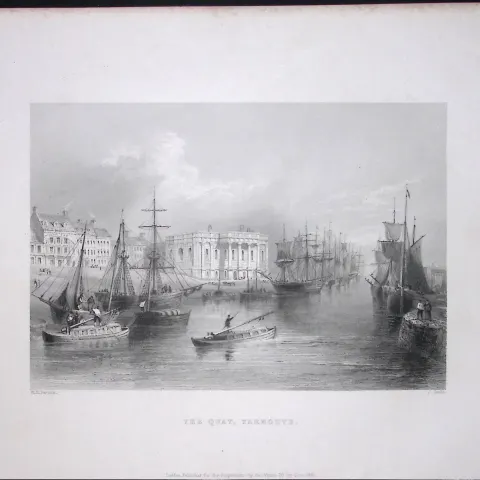 Norfolk Yarmouth The Quay WH Bartlett 1842 Antique Steel Engraving-117