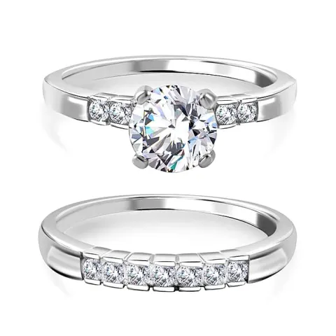 New! Lustro Stella - Set of 2 - White Cubic Zirconia Rings