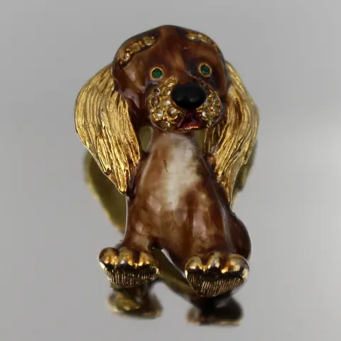 Charming Vintage Enamel Dog Brooch – Spaniel Design, Mid-20th Century