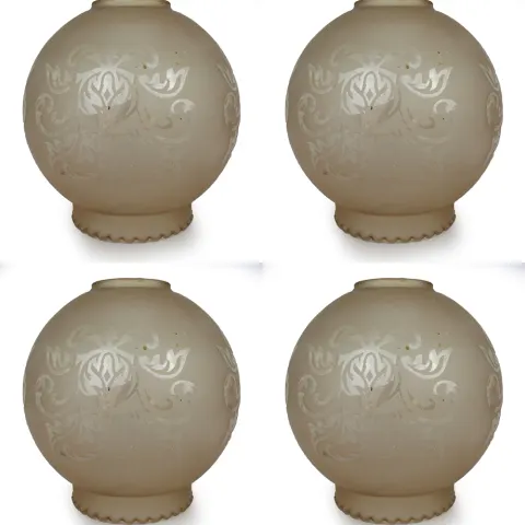 4 x Acid Etched Globular Glass Lampshades