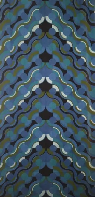 Heals (1972) RARE, Wall Hanging screen-print Fabric by Peter Perritt, in vibrant colours, 1972