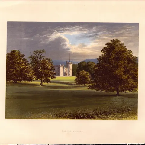 Castle Forbes Aberdeenshire Scotland Gilt-Edge Coloured Antique Book Plate.