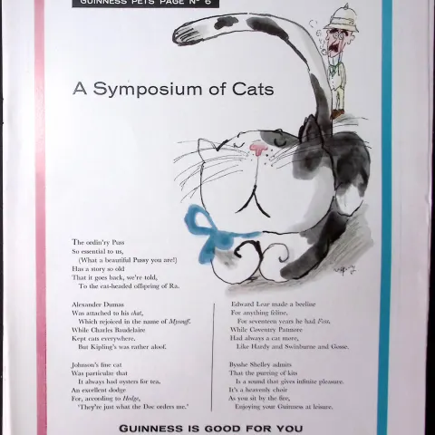 Guinness 1961 Original 64 Years-Old Print Symposium of Cats- G.E.3385-A