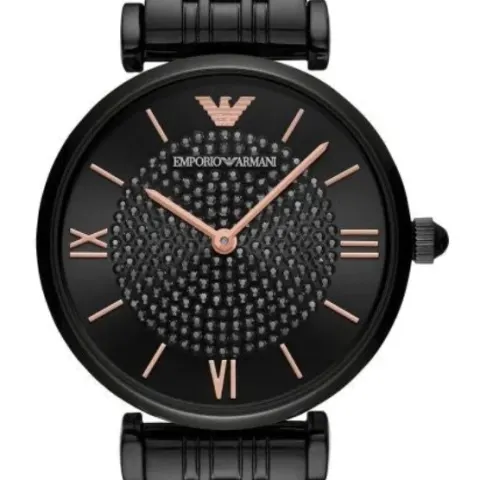 Emporio Armani AR11245 Ladies Black Dial Black Bracelet Quartz Chronograph Watch