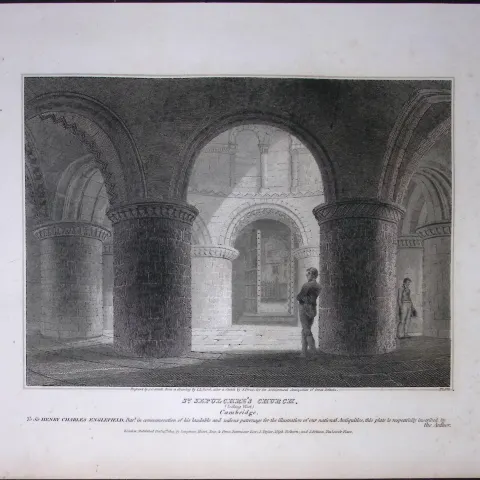 Holy Sepulchre Cambridge Rare John Britton 191 Years-Old Antique Steel Engraving-17