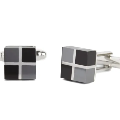 Natural Hematite and Onyx Stone Cube Cufflink - Unboxed x 5