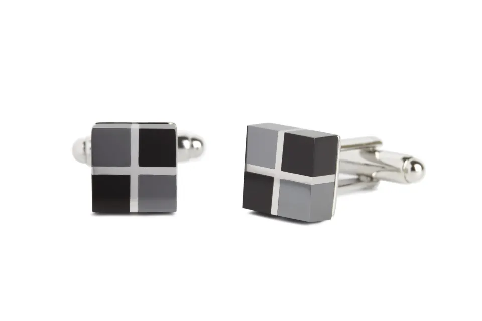 Natural Hematite and Onyx Stone Cube Cufflink - Unboxed x 5