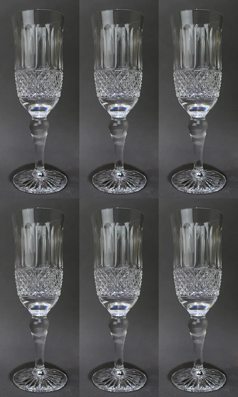 Set of 6 Tudor Crystal Champagne Flutes