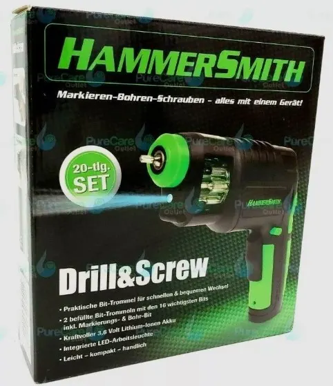 Hammersmith Drill Screw Electric Drill Driver Interchangeable Heads Lithium