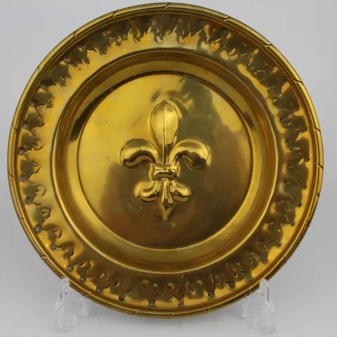 Antique Brass Charger with Fleur de Lys