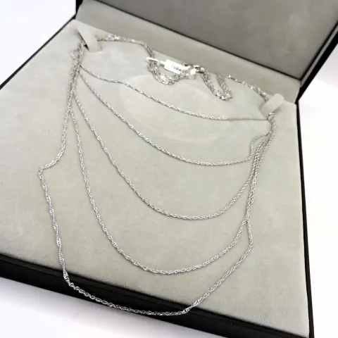 Sterling Silver 5 Strand Diamond Cut Waterfall Chain Necklace New With Gift Box