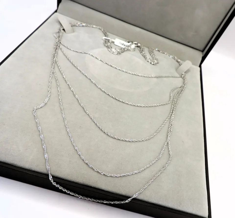 Sterling Silver 5 Strand Diamond Cut Waterfall Chain Necklace New With Gift Box