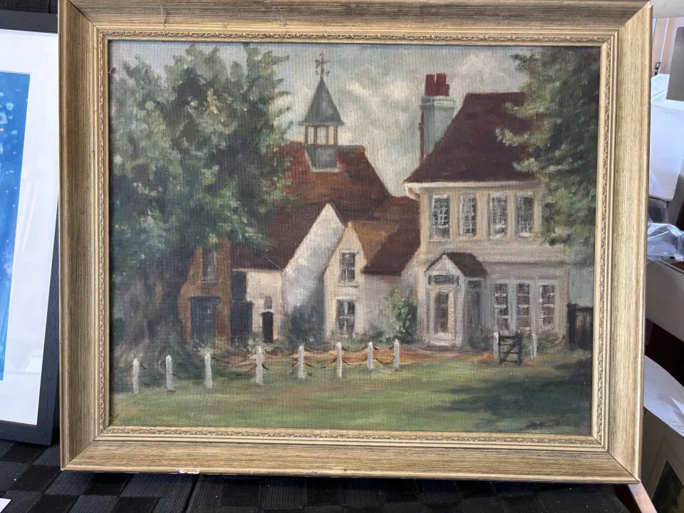 Peggy Geyde Oil Painting Exhibited Artist The Village Green 16 x 20 ins c1940
