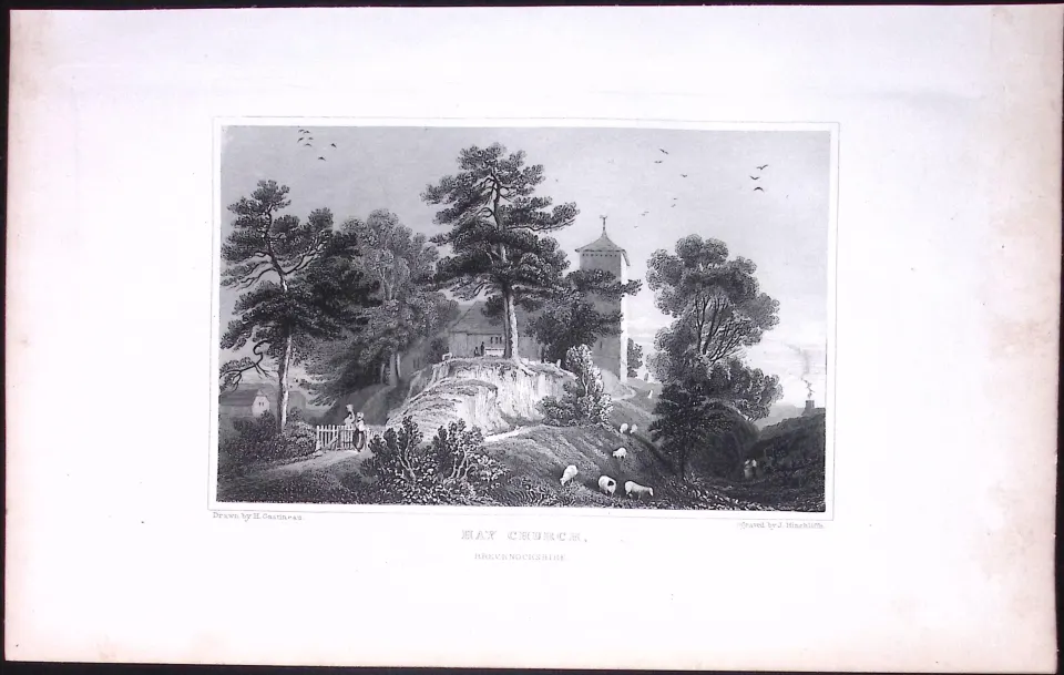 Wales-Hay Church Antique 166-Year-Old Steel Engraving-4