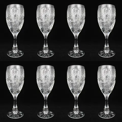 Set of 8 Tudor Crystal "Catherine of Aragon" Wine Glasses