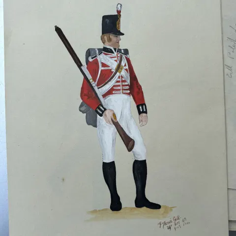 Vintage Watercolour Book Illustration ? Noel Gold "70th Regt of Foot Private 1813