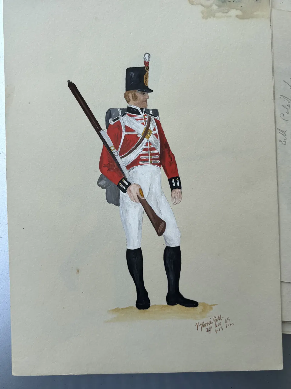 Vintage Watercolour Book Illustration ? Noel Gold "70th Regt of Foot Private 1813