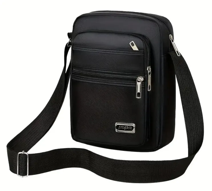 Black Unisex Nylon Diagonal Cross Bag Single Shoulder Bag L16b sku-2659