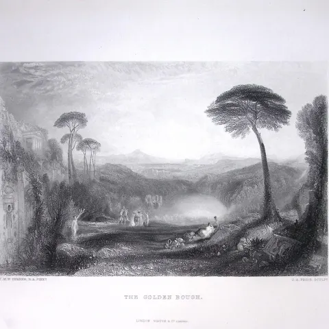 J.M.W Turner The Golden Bough Large Antique Steel Engraving-27-TR