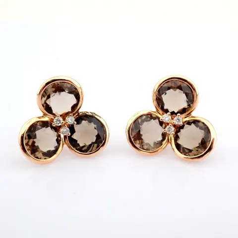 18K Rose Gold Earrings Detailed With Smoky Topaz and Brilliant Diamonds