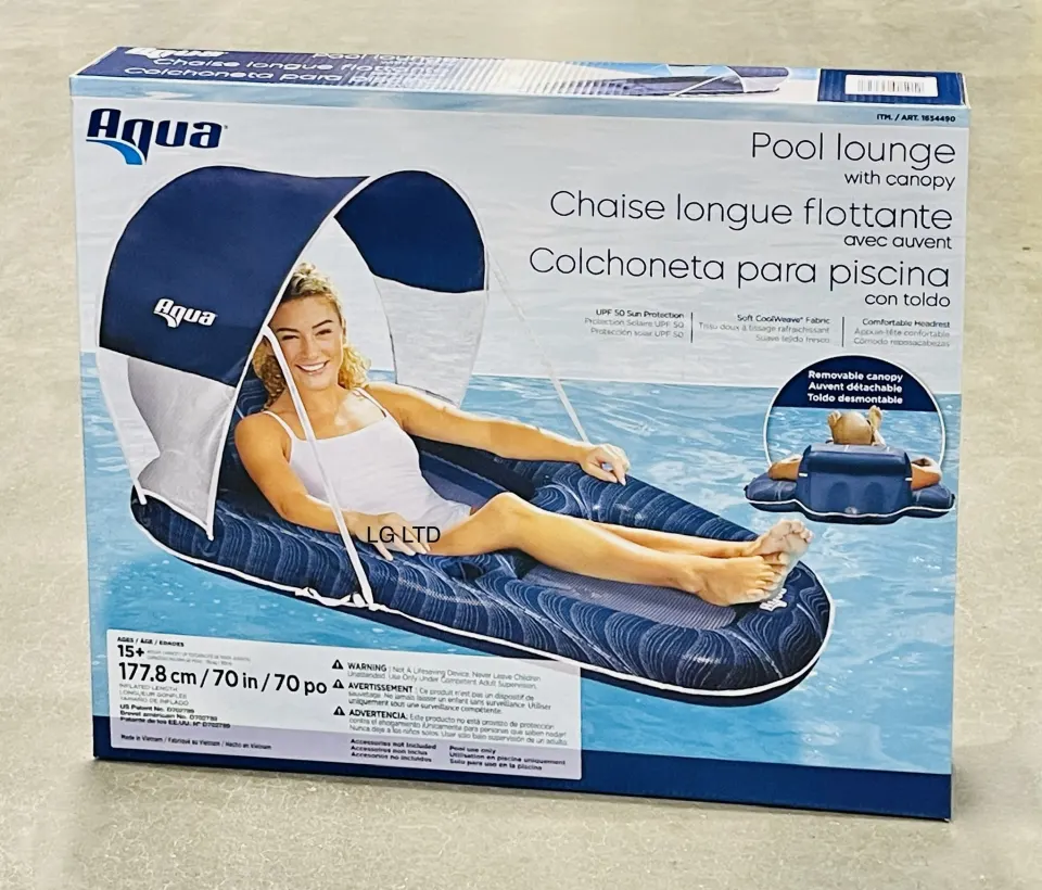 Aqua Luxury Inflatable Luxury Pool Lounger With Canopy New Sealed Box