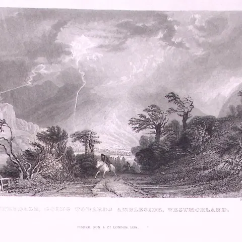 Patterdale Towards Ambleside Lake District Antique Steel Engraving-45-TR