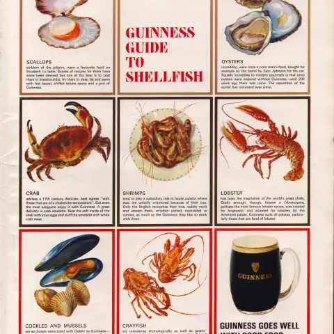 Original 58-Year-Old 1966 Guinness Guide To Shellfish Print GE 4152 #-36.