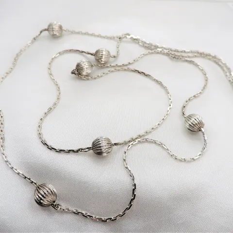 Designer Sterling Silver 34 inch Ball Chain Necklace Hallmarked with Gift Pouch